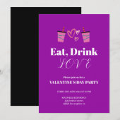 Eet Drink en Liefde Valentijnsdag partij Paarse Kaart (Voorkant / Achterkant)