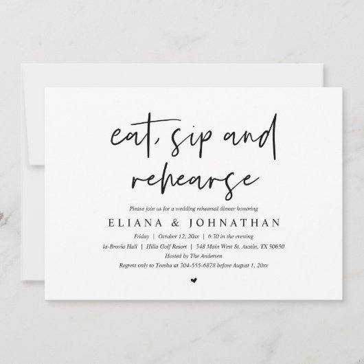 Eet, Drink en repetitie, bruiloft Kaart (Voorkant)