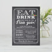 Eet Drink en Ring in de Nieuwe Jaren Eve Partij Kaart (Staand voorkant)