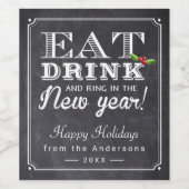 Eet Drink en Ring in het nieuwe jaar gejuich Wijn Etiket (Enkel label)