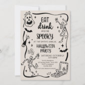 Eet Drink en Spooky Adult Halloween Party Kaart (Voorkant)
