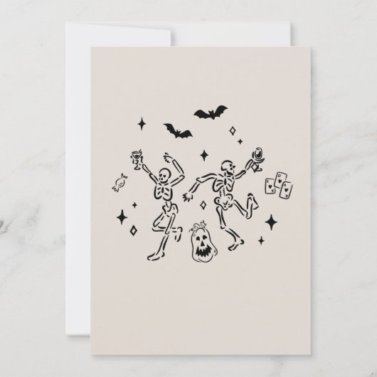 Eet Drink en Spooky Adult Halloween Party Kaart (Achterkant)