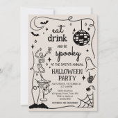 Eet Drink en Spooky Cocktail Halloween Party Kaart (Voorkant)