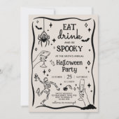 Eet Drink en Spooky Halloween Party Kaart (Voorkant)
