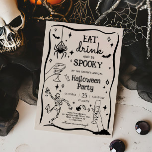 Eet Drink en Spooky Halloween Party Kaart