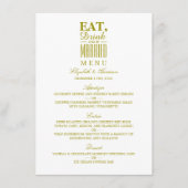 Eet, drink en trouw Gouden Bruiloft Menu (Voorkant)