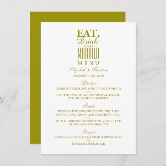 Eet, drink en trouw Gouden Bruiloft Menu (Voorkant / Achterkant)