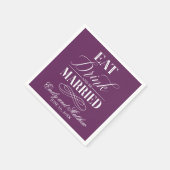 Eet Drink en trouw Paarse | Bruiloft Servet (Hoek)