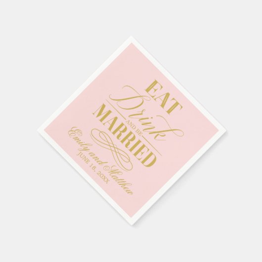 Eet Drink en trouw roze en goud | Bruiloft Servet (Hoek)