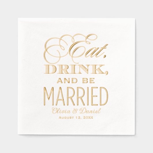 Eet Drink en trouw trouwmonogram Folie Servetten (Voorkant)