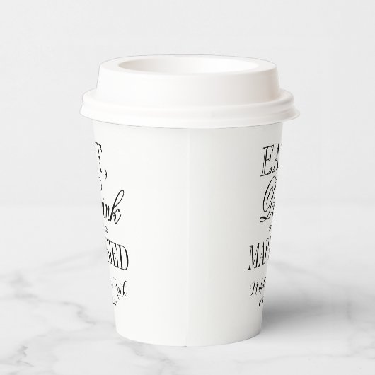 Eet drink en trouwde papieren trouwbekers met deks papieren bekers (Rechts)