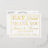 Eet, Drink en trouwen Dank je wel Folie Uitnodiging Briefkaart (Voorkant / Achterkant)