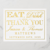 Eet, Drink en trouwen Dank je wel Folie Uitnodiging Briefkaart (Voorkant)