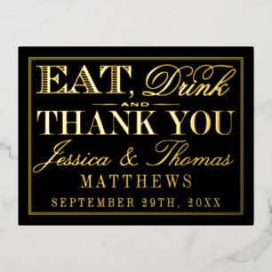 Eet, Drink en trouwen Dank je wel Folie Uitnodiging Briefkaart