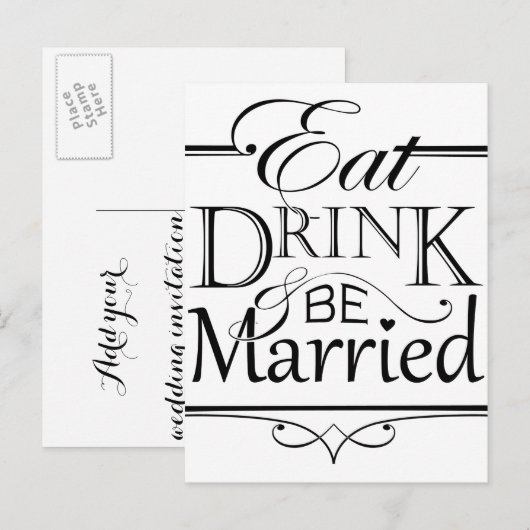 Eet, Drink en trouwen Uitnodiging Briefkaart (Voorkant / Achterkant)