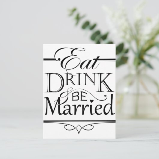 Eet, Drink en trouwen Uitnodiging Briefkaart (Staand voorkant)
