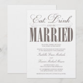 Eet, Drink en trouwen | Uitnodiging tot weddenscha (Voorkant / Achterkant)