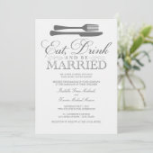 Eet, Drink en trouwen | Uitnodiging tot weddenscha (Staand voorkant)