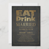 Eet Drink en trouwen Unieke Gold Look Wedding Kaart (Voorkant)