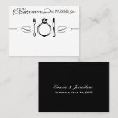 Eet Drink en trouwen Zwart Elegant Trouwen Plaatskaartje (Voorkant / Achterkant)