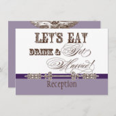 Eet, Drink en Trouwerij Formele Ontvangst Uitnodig Kaart (Voorkant / Achterkant)