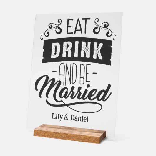 Eet drink en trouwt acryl bord (Hoek)