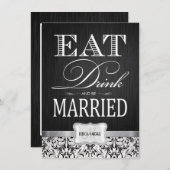 Eet Drink en trouwt met zwart-wit vocht Kaart (Voorkant / Achterkant)