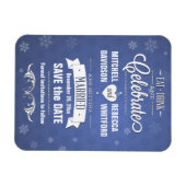 Eet Drink en Vier Winterblauw Save the Date Magneet (Horizontaal)