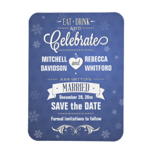 Eet Drink en Vier Winterblauw Save the Date Magneet