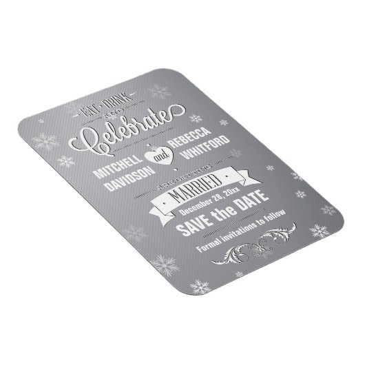 Eet Drink en Vier Wintergrijs Save the Date Magneet (Rechterzijde)