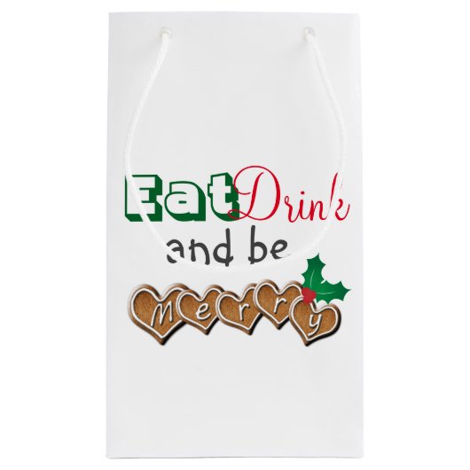 Eet, Drink en vrolijk kerstfeest Klein Cadeauzakje (Achterkant)