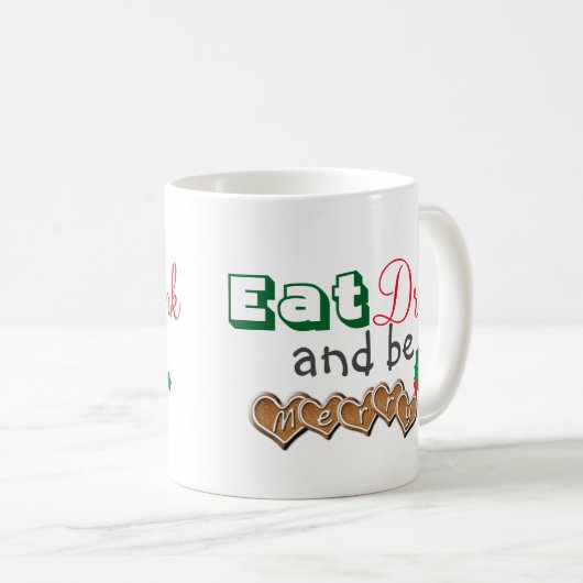 Eet, Drink en vrolijk kerstfeest Koffiemok (Voorkant rechts)