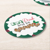 Eet, Drink en vrolijk kerstfeest Ronde Kartonnen Onderzetter (Gebogen)