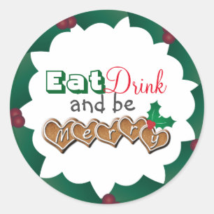 Eet, Drink en vrolijk kerstfeest Ronde Sticker
