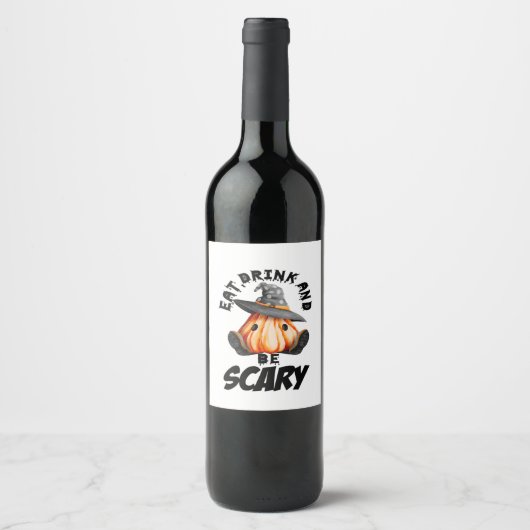 Eet, Drink En Wees Bang Retro Cool Wijn Etiket (Voorkant)