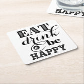Eet, Drink en wees blij Kartonnen Onderzetters (Schuin)