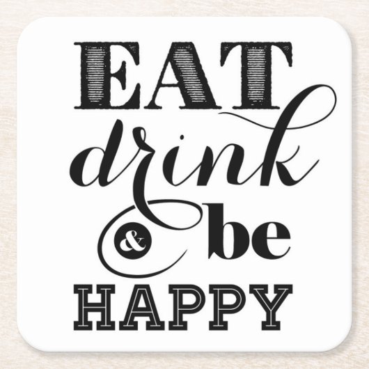 Eet, Drink en wees blij Kartonnen Onderzetters (Voorkant)
