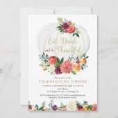 Eet Drink en wees dankbaar Floral Thanksgiving Kaart (Voorkant)