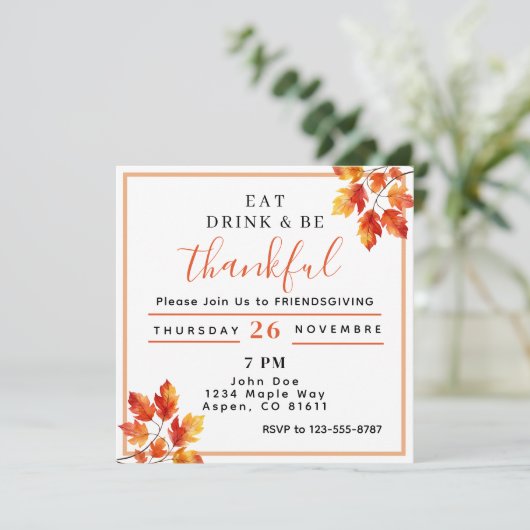 eet drink en wees dankbaar Friendsgiving  Kaart (Staand voorkant)