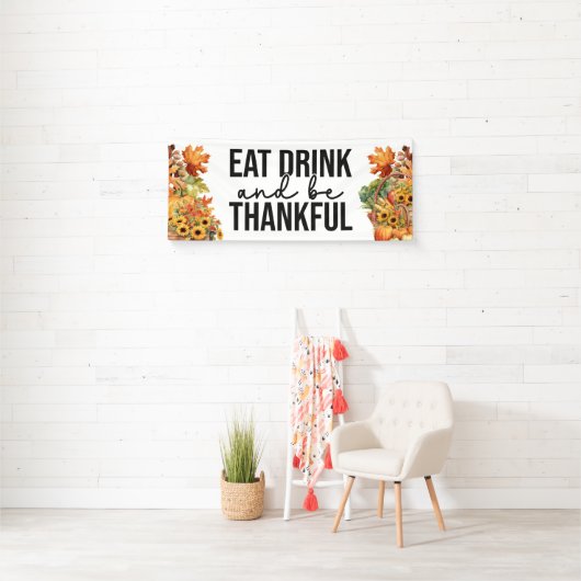 Eet Drink en wees dankbaar Herfst Party Spandoek (Insitu)