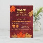 Eet Drink en wees dankbaar herfstbladeren Kaart (Staand voorkant)