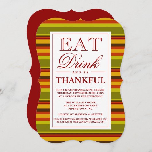 Eet Drink en wees dankbaar Kaart (Voorkant / Achterkant)