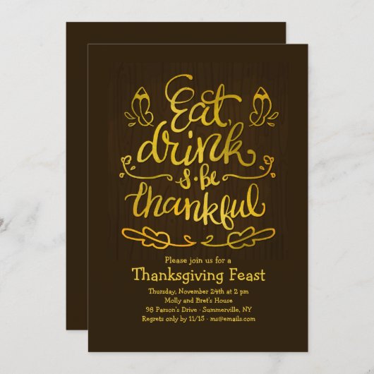 Eet, Drink en wees dankbaar Kaart (Voorkant / Achterkant)