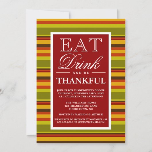 Eet Drink en wees dankbaar Kaart (Voorkant)