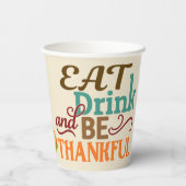 Eet, Drink en wees dankbaar met pompoen Papieren Bekers (Achterkant)