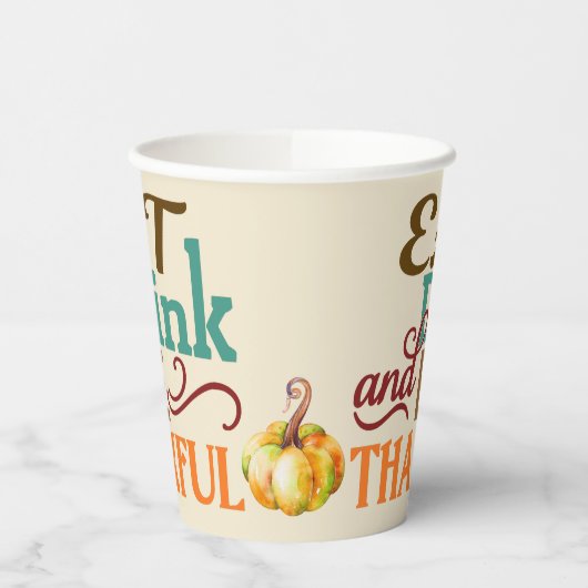 Eet, Drink en wees dankbaar met pompoen Papieren Bekers (Links)