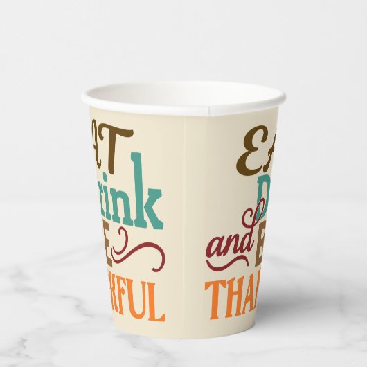 Eet, Drink en wees dankbaar met pompoen Papieren Bekers (Rechts)