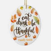 Eet drink en wees dankbaar modern keramisch ornament (Rechts)
