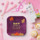 Eet Drink en wees dankbaar Plum Leaves Papieren Bordje (Feest)