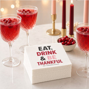 Eet, Drink en Wees Dankbaar Roze Rood Persoonlijk Servet
